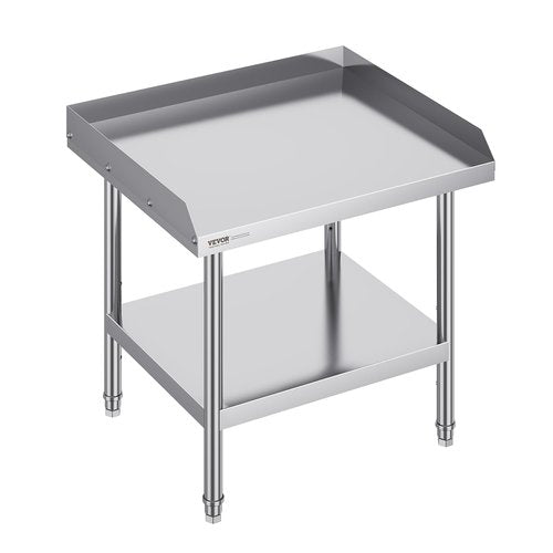 VEVOR Stainless Steel Work Table, 24 x 28 x 26 Inch Commercial Food Prep Worktable, 3-Sided Backsplash Heavy Duty Prep Worktable, Metal Work Table with Adjustable Height for Restaurant Home Hotel