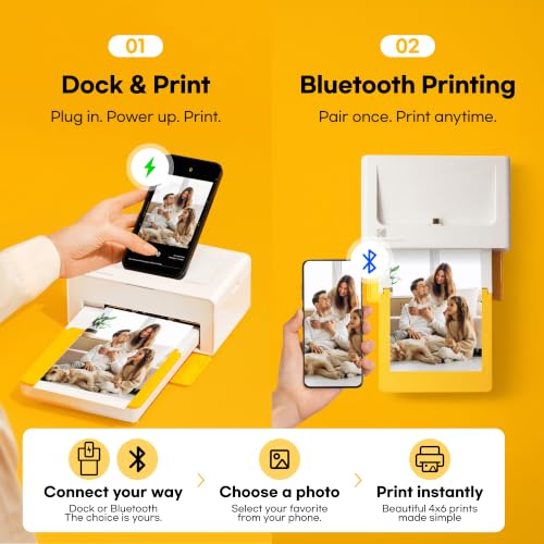 KODAK Dock Plus 4x6 Photo Printer with 50 Sheets - Smartphone Docking & 4PASS Dye Sublimation