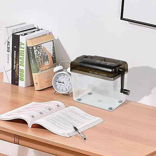JIKIOU Mini Hand Shredder Portable Paper Shredder Manual Shredder Documents Paper Cutting Tool Home Office Desktop Stationery Black