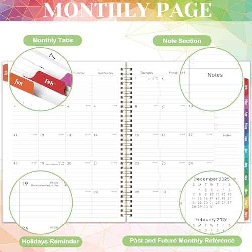 2026 Planner - 2026 Planner Weekly and Monthly from January 2026 to December 2026, 9" x 11", Academic Planners 2026 with Inner Pocket, Colorful Coated Tabs