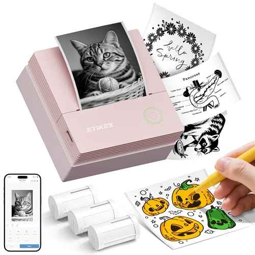 Sticker Printer, PM290C Thermal Mini Printer, Bluetooth Print Pod with 3 Rolls of Paper, Portable Print Pods for Phone & Tablet, Sticker Maker Machine for Notes, Photos, Journal, Rose