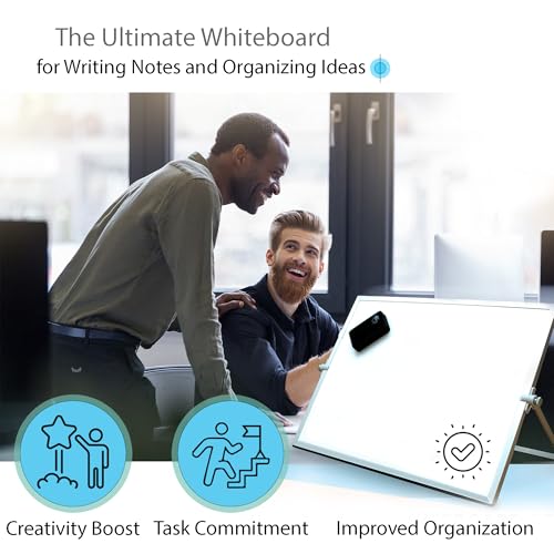 12¡¿16¡È Magnetic Dry Erase Whiteboard ? Double?Sided Desktop Board with Stand, 10 Markers, 4 Magnets, Eraser ? Home, Office, Kids