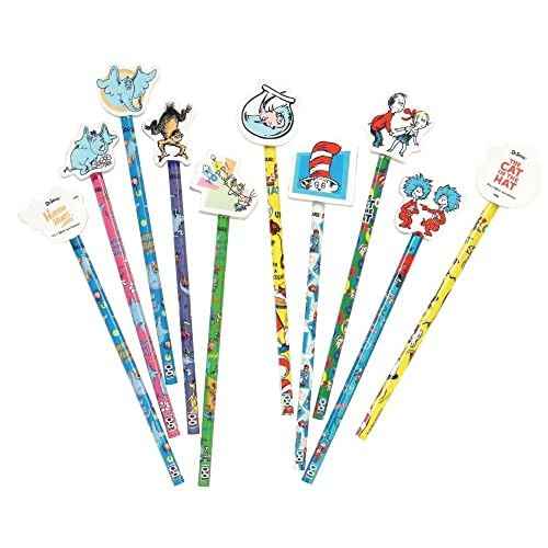 Raymond Geddes 66865 Dr. Seuss Number 2 Pencils With Giant Pencil Top Erasers (Pack of 36)