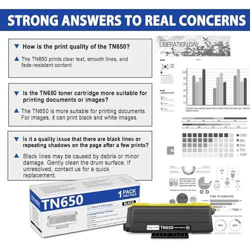 TN650 High Yield Toner Cartridge Black - Replacement for Brother TN-620 TN-650 Toner Work with HL-5370DW HL-5250DN HL-5340D HL-5240 MFC-8480DN MFC-8860DN MFC-8890DW Printer, 1-Pack