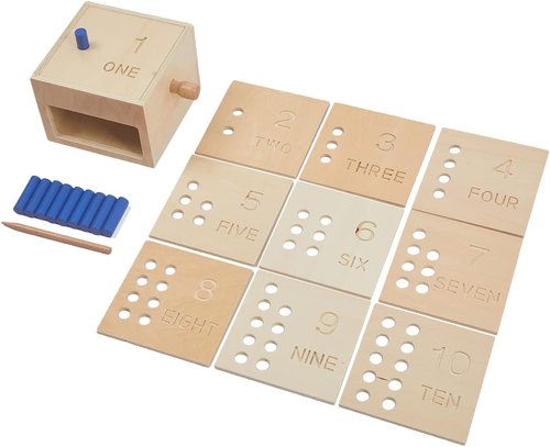 Adena Montessori Toys Wooden Counting Peg Game - Educational Toddler Toy for Early Math Skills | Learn 1-10