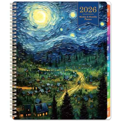 2026 Planner - 2026 Planner Weekly and Monthly, Planner 2026, Jan 2026 - Dec 2026, 8.5" x 11", Monthly Planners with Colourful Tabs & Pocket, Flexible Cover, Twin-Wire Binding- Oil Painting
