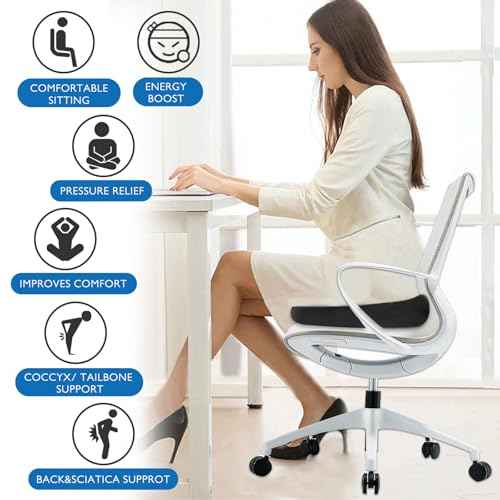 Seat Cushion - Memory Foam Cushion for Office Chairs, Car, Home & Wheelchair - Ergonomic Coccyx, Sciatica, Tailbone Pain Relief Pillow with Ventilated Design - Comfort Pad for Long Sitting