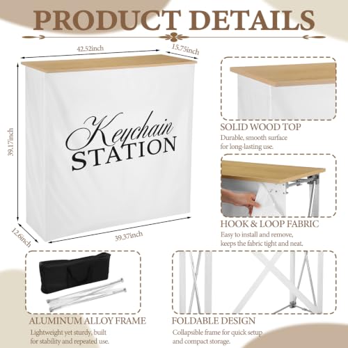 Marsui Folding Photo Booth Keychain Station Table for Events and Weddings
