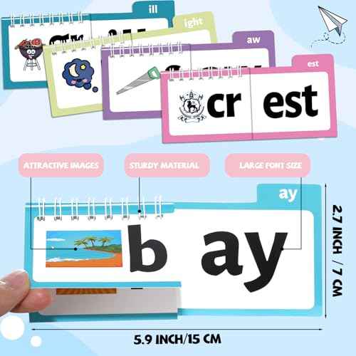 gisgfim 48 Word Family Build Book Spell Read and Rhyme Flip Activity Books ABC Vocabulary Flashcards Sight Phonics Flashcard Fun Learn to Read Activity Games for Homeschool Supplies