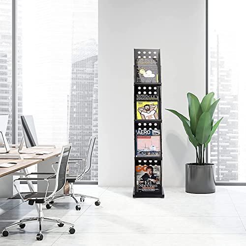 ARNOTEKS Foldable Brochure Display Stand Magazine Catalog Literature Rack Portable 4 Pockets with Carrying Bag£¬Stable Not Easy to Deform for Exhibitions Trade Show and Office Retail Store£¨Black£©