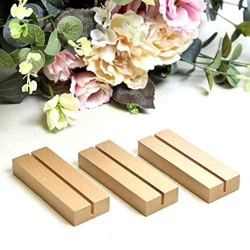 UNIQOOO 20 Pack 4" Gold Birch Wood Stands for Wedding Acrylic Sign, Wood Table Number Holders for 1/8 Thick Acrylic Sheets | Wedding Display Stand, Card Holder for Bar Menu, Retail Sign, Party