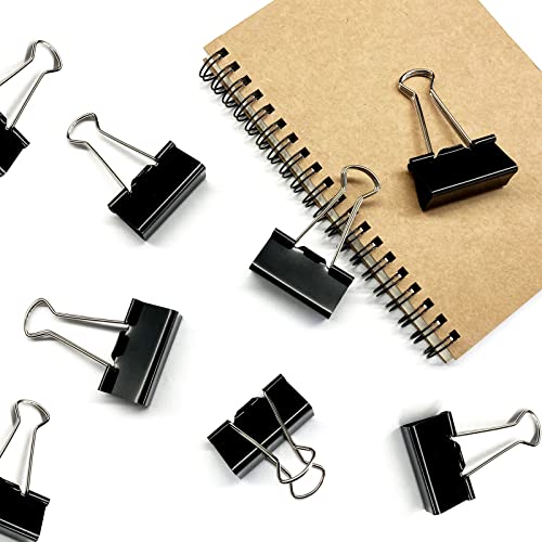 DSTELIN 1.6-Inch Large Binder Clips (24 Pack) Black – Heavy-Duty Paper Clamps, 41mm Width, 18mm Capacity