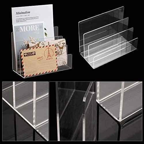 Crystal Clear Acrylic Desktop File Sorter Thick Cast Holder for Document Paper Letter Book Envelope Laptop Eyeshadow Makeup Palette office File Organizer Stand Rack on Office Desktop