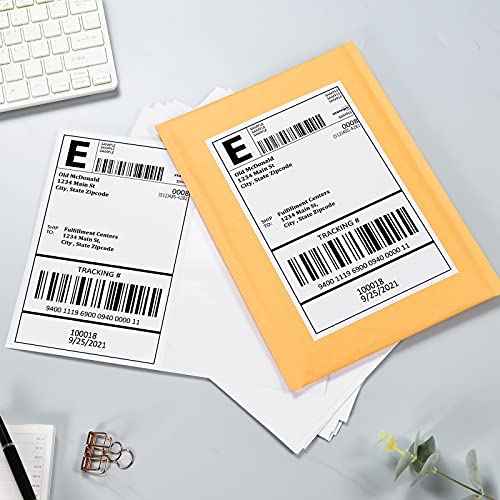 Shipping Labels, Pacific Mailer Half Sheet Shipping Label Compatible for Inkjet 2 Per Page 8.5 x 11 Self Adhesive Mailing Return Address Labels Printable Sticker Paper [100 Sheets/ 200 Labels, White]