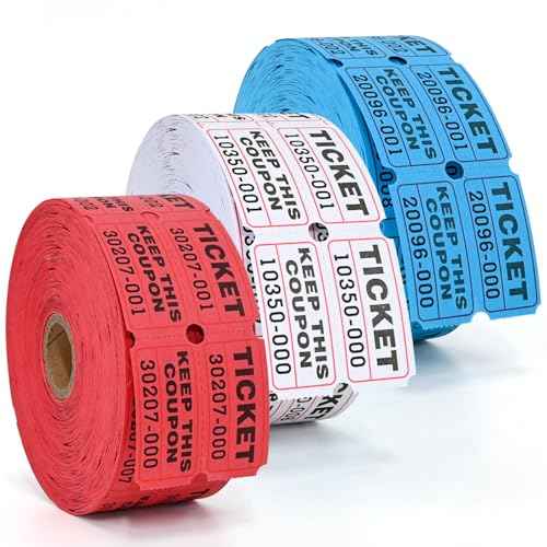 L LIKED Raffle Tickets Double Roll,Consecutively Numbered,50/50 Raffle Tickets for Event,Party,Prize,Drawing(3000 PCS Assorted)