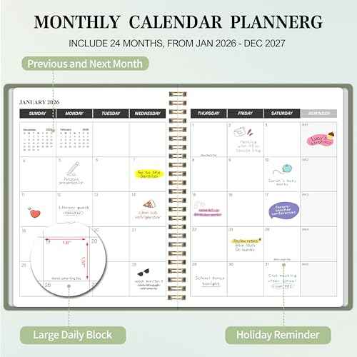 Monthly Planner 2026-2027, 2026 Calendar 24 Months Planner, JAN 2026 - DEC 2027, 7.4"x9.4", Personal Organizer with Monthly Goals, To-Do List, Habit Tracker, 24 Monthes for School Office Home Planning