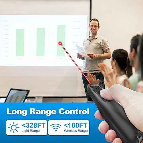 (2 Units) Wireless Presenter Remote, Clicker for Laptop PowerPoint Presentations Pointer, RF Computer Clicker for Presentations Remote, Slideshow/Smartboard/College/Classroom/PPT Clicker