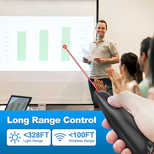 Wireless Presentation Clicker Remote for PowerPoint with Red Laser Pointer