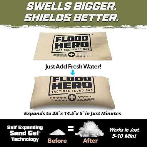 Flood Hero 2 x 1 ft Water Activated Sandbags - 6 Pack Flood Bag Barriers