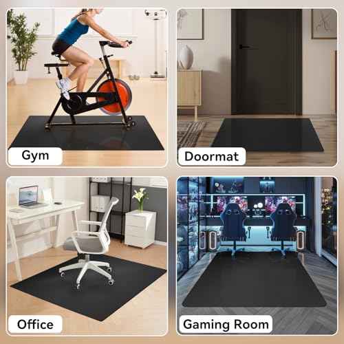 Black Office Chair Mat for Hardwood Floor, 30 x 48 Inch Computer Desk Chair Mat, Plastic Floor Protectors for Chairs, Heavy Duty Wood Tile Floor Mats for Home Laundry Dining Area