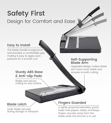 DIAPHANORNIS Grey 12-Inch Heavy Duty Guillotine Paper Cutter with Safety Guard