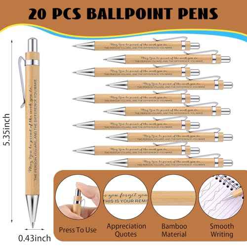60 Pcs Employee Appreciation Gifts Inspirational Spiral Notebooks Wooden Thank You Keychains Bulk Encouragement Bamboo Ballpoint Pens for Coworkers Nurse Teacher(Classic Style)