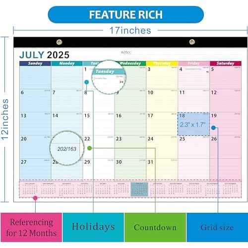 Desk Calendar 2026, AgePlace Wall Calendar 2025-2026 Covers July 2025 - December 2026, 17" X 12" Large Size With Holidays, Desktop Monthly Calendar for Home Classroom School & Office Or teacher Gifts