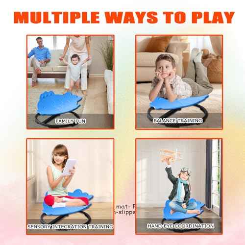 Juoe Autism Kids Swivel Chair,Kid Sensory Chair,Spinning Chair for Autistic Kids & ADHD Children,Children Training Body Coordination Autism Sensory Products for Ages 3 Years and UP(Blue)