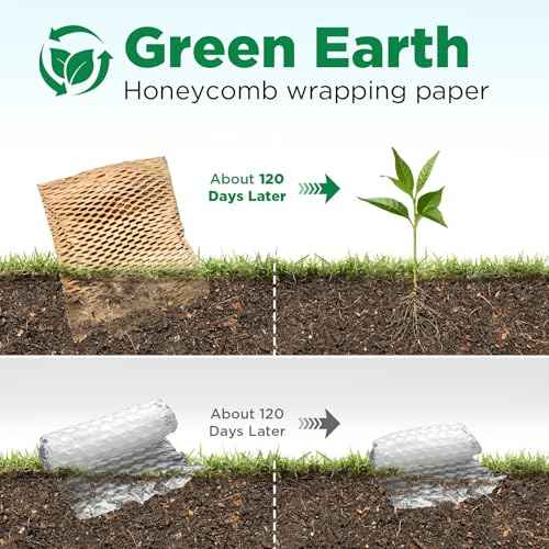 Honeycomb Packing Paper, 12"x400' Brown | Perforated Honeycomb Packing Paper Recyclable Moving Supplies for Shipping & Moving | Plastic-Free Alternative to Bubble Cushion Wrap with 36 Fragile Stickers