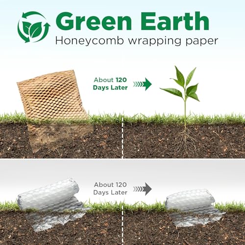 MINHAO 12in x 150ft Honeycomb Packing Paper Brown Perforated Eco-Friendly Moving Supplies