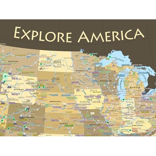 National Parks Map Poster with USA Travel Destinations - Brown Edition US Travel Map Wall Posters - National park checklist (24W x 16H inches)