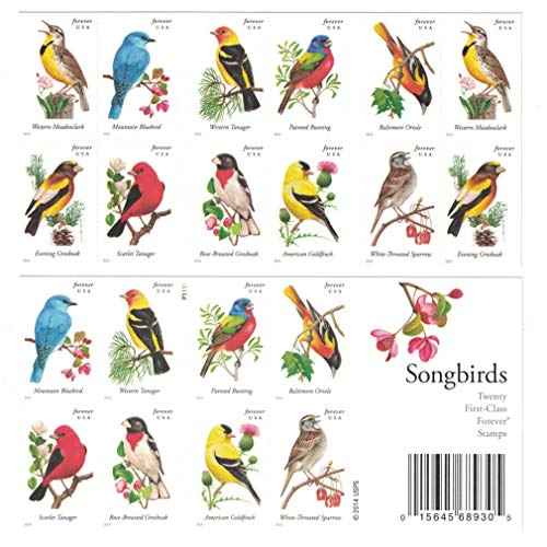 USPS Songbirds Forever Stamps - Booklet of 20 Postage Stamps