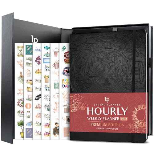 Legend Hourly Planner PRO Premium ? Undated Schedule Planner with Time Slots ? Weekly, Monthly & Daily Personal Organizer, A4 (Black)