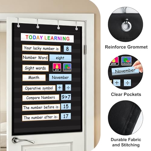 AUVCAS 10-Pocket Classroom & Homeschool Chart - 43 x 28 Inches Black