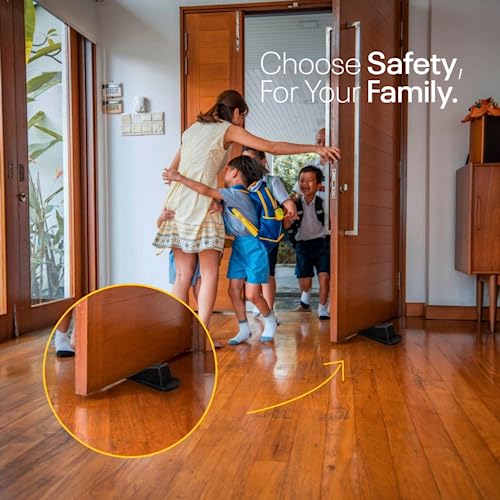FIGO HOME 4 Pack Black Rubber Door Stop Wedge – Bottom Door Stoppers for Home, School & Office