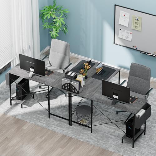 L Shaped Desk - 50" Reversible Home Office Computer Desk, Wood Top, Metal Frame, Side Bag, Sturdy Gaming Desk Corner Table for Work, Writing and Study, Space-Saving