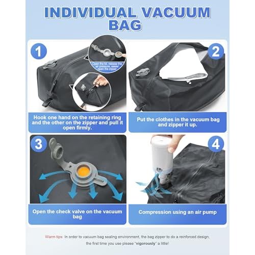 winspansy Large Travel Backpack Storage Vacuum Compression Seal Bags for Women Men Clothing with Pump Personal Item Work Carry on Business Vacpack College Laptop Backpack Black