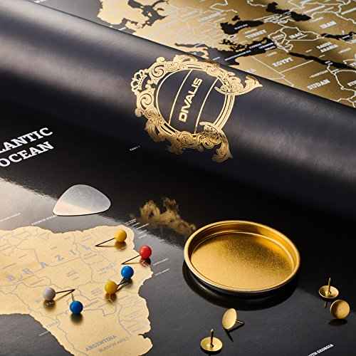 2 in 1 Gift Set - Scratch Off World Map and US Scratch off Map - Easy to Frame Scratchable World and United States of America Posters - Globetrotters Wall Map - Black and Gold Travel Tracker