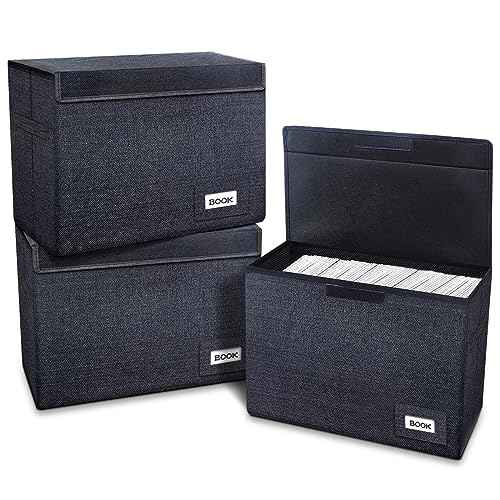 Leffis 3 Pack Comic Book Storage, Comic Book Box Collapsible and Stackable Comic Short Box with Lid and Label Slot 15.5" X 7.5" X 11.3" Holds 150 Comics (Black)