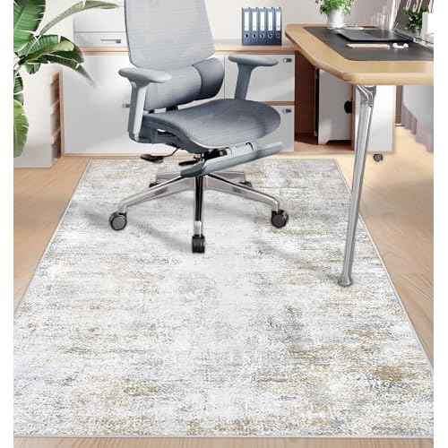 Capslpad Office Chair Mat for Hardwood Floor/Tile Floor 47"x59" Non Slip Desk Chair Mat Low Pile Computer Gaming Chair Rug for Rolling Chair Protector for Office Den Computer Desk, Khaki
