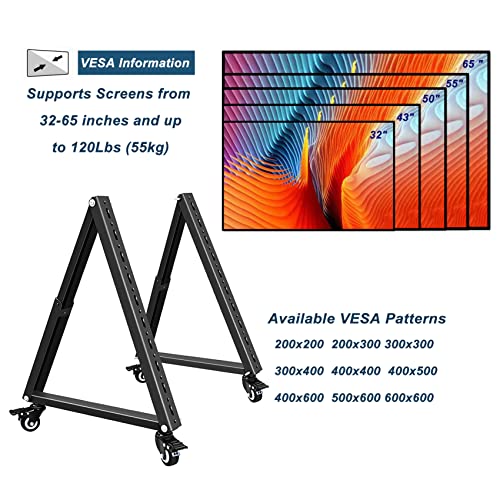 Low Height Mobile TV Stand, Monitor Floor Stand Cart, Rolling TV Mount with Wheel for 32-65 inch Flat Curved Screen TV, LED LCD, 30¡Æ Adjustable Viewing Angle (New Version)
