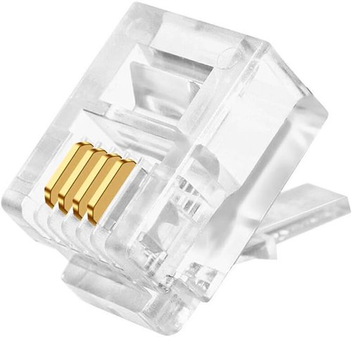 RJ11 Connectors by RJ11 | 6P4C Telephone Line Cable Male Plug - 100 Pieces Pack