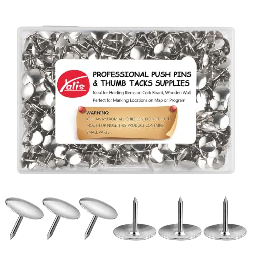 Thumb Tacks 500-Count 3/8" Steel Push Pins in Silver - Office Corkboard Tacks