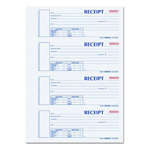 Rediform Receipt Book, Hard Cover, Carbonless Duplicate Forms, 11" x 7.75", 300 Numbered Sets (S1654N-CR) (S1654NCR)