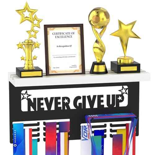 Medal Hanger Display Trophy Shelf Organizer, Wall Mount Race Award Holder, Storage Rack Stand for Sports Fans, Cheer Success, Easy to Install