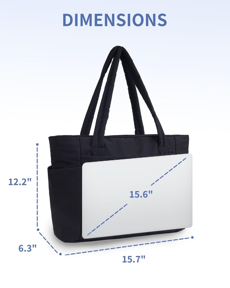 Wandering Nature Puffer Tote Bag with Cup Holder & Laptop Compartment & Trolley Sleeve for Travel, Work, Nurse, Women