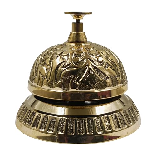 Vintage Brass Service Desk Bell - Victorian Hotel Reception Ring, Antique Counter Bell