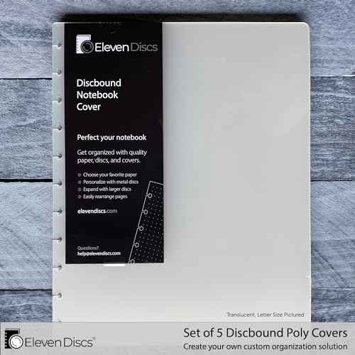 Eleven Discs Letter Size Translucent/Clear Discbound Notebook Poly Covers, Compatible with Circa, Arc, TUL, and The Big Happy Planner (Set of 5)