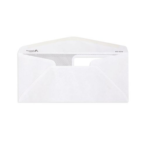 Blue Summit #10 Double Window Security Envelopes for ADP Payroll Checks, ADP Payroll Envelopes, Gummed Seal, 500 Count