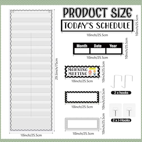 Funrous Black Daily Schedule Pocket Chart with 82 Cards - Classroom Organizer